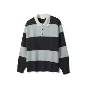 [노티그] 울혼방 부클 티에리 스트라이프 스웨터 그레이_OKA3SWTL102G1