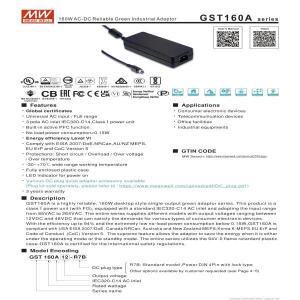 MEAN WELL GST160A 160W AC-DC 레 리얼랩 그린 산업용 어댑터 A12V/A15V/A20V/A24V/A36V/A48V