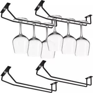 10.8인치 블랙 와인잔 랙 캐비닛 아래 홀더 주방 수납용 금속 스템웨어 걸이4팩