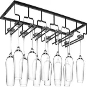 Xverycan 와인잔 랙 언더 캐비닛 6열 익스트림 대형 스템웨어 걸이 메탈 홀더 바 카운터용 DIY 유리 보관