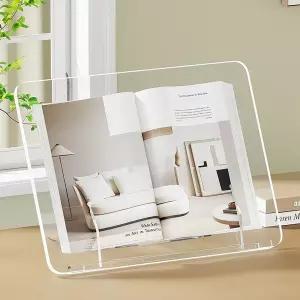 독서용 아크릴 책 스탠드 휴대용 페이지 홀더 요리책 문서 레시피 태블릿(중형)용 조절 가능한 디스플레이