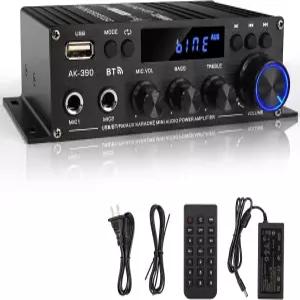 로믹타 스테레오 오디오 앰프 400W+400W FM AUX USB 마이크 입력 12V 5A 전원 공급 장치 카 홈 바 파티용