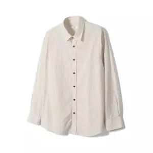 [노티그] 코튼혼방 세미오버핏 스트라이프 셔츠 베이지_OKG3SHCL104I1