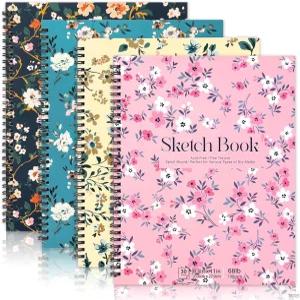 4팩 스케치북 8.5 x 11인치 68파운드/100gsm 나선형 바운드 스케치 패드 여성 아티스트를 위한 애시드 프리