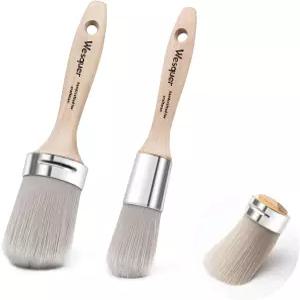 웨스커 초크 페인트 브러시는 모든 수성 밀크 라텍스 바니시 가구 리파이닝 목재 염색 왁싱 DIY 공예 2팩 2