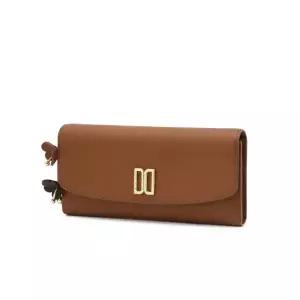 DAKS WOMENS ACCESSORIES [AZALEA] 아젤라 브라운 가죽 DD 장식 장지갑 (꽃참장식 탈부착가능) DCWA5F122W2