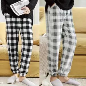 수면바지 커플체크수면바지 겨울잠옷 보온 남녀 잠옷