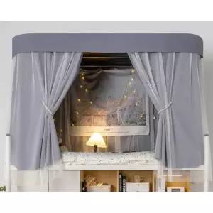 2층 난방텐트 싱글 숙면 암막침대 개인 침대용 베이지 1.2m 3단스크린+상단커튼