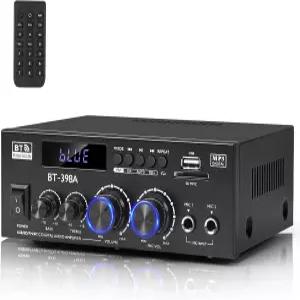 로미카 스테레오 오디오 앰프 FM 라디오 USB SD 광 및 동축 입력이 포함된 2채널 450W+450W 블루투스 5.0