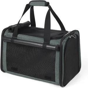 YUDODO 25파운드 대형 고양이 및 소형 반려견 항공사 승인 여행용 강아지 캐리어 사이드 포켓 반사 메쉬