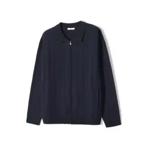 [노티그] 투톤 조직감 집업가디건 네이비_OLP1SWZU101N1