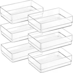 SMARTAKE 6 PCS 클리어 플라스틱 서랍 정리함 세트 대형 미끄럼 방지 책상 화장실 침실 사무실 주방 도구를