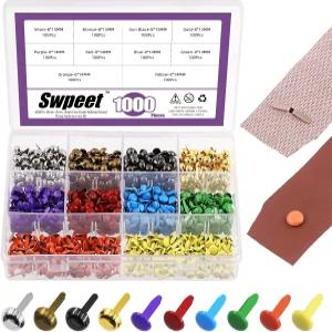 스크랩북 및 의류 신발 제작을 위한 Swpeet 1000Pcs 10가지 색상 2가지 유형 8 x 14mm/15mm 원형 버섯 금속