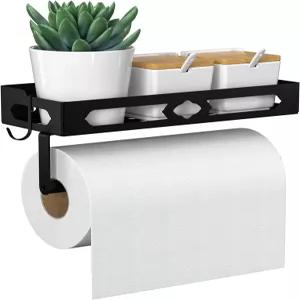 주방용 GAGUIUP 종이 타월 홀더 벽걸이 간편한 한 손 조작 디자인 욕실용 선반이 있는 셀프 접착 후크