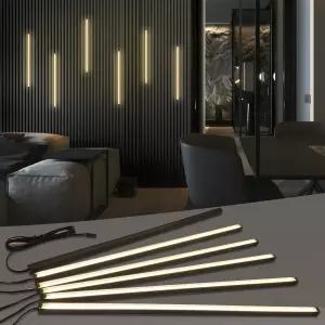 HAMRVL 블랙 LED 오목 조명 키트 - 터치 스위치가 있는 6개의 PCS 16인치 3000k 디밍 가능한 따뜻한 흰색