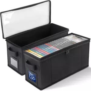 투명 창이 있는 CCidea CD 보관함 2팩 미디어 정리함 디스크를 위한 혁신적인 접이식 디자인 손잡이 및