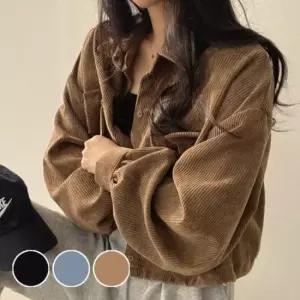 정장재킷 봄 가을 여성 코듀로이 크롭 스트링 숏 남방 자켓