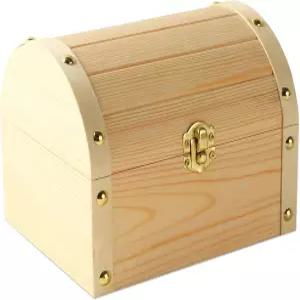 VIKOS 제품 6.7 x5.1 x3.1 나무 보물 상자 힌지 뚜껑이 있는 미완성 소나무 페인팅 염색 태우기 파티 교실