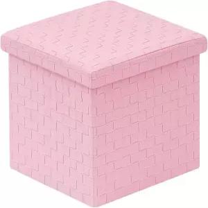 B FSOBEIALEO 스토리지 오스만 인조 가죽 발판 시트 큐브 박스 15 x15 핑크 미디엄