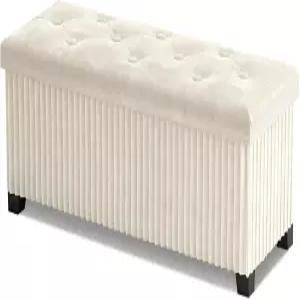 보관 오스만 벤치 다리가 있는 43인치 접이식 의자 벨벳 발 받침대 침대 끝 거실 보관함 침실베이지