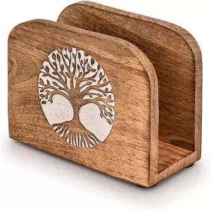 키모나 냅킨 홀더 망고 나무 생활 티슈 종이 업라이트 보관함 5.5인치 X 2.5인치 4인치