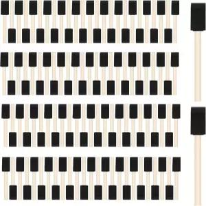 120개 폼 브러시 1인치 페인트 나무 손잡이 스펀지 얼룩 바니시 및 DIY 공예 프로젝트용