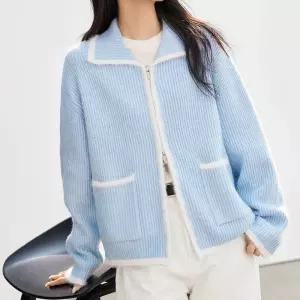 [블랙퀸][블랙퀸] 퍼카라 지퍼 니트가디건 blk004404