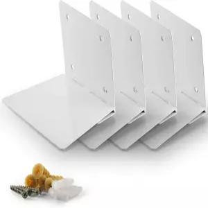 보이지 않는 떠다니는 책장 4개 세트 튼튼한 벽걸이 책 정리함 위한 금속 선반 홀더 큰 사이즈흰색