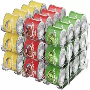 팬트리용 다야코코 캔 정리함 3단계 및 보관함 냉장고용 36 스탠다드 톨 랙 자동 롤링 스태커블 식품