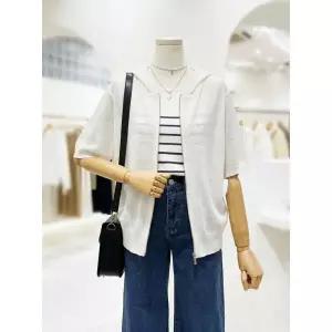 [롯데백화점]SOUP 집업 반가오리 후드 반팔 니트가디건 SCRGD30