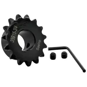 Saelno 35 롤러 체인 스프로킷 타입 B 3/4 인치 보어 15 치아 경화된 방부제 1045 스틸 드라이브 35B15-3/4