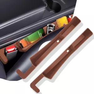 2PCS 카시트 갭 필러 정리함 USB 및 휴대폰 홀더가 있는 다기능 카갭 열쇠 안경브라운용 시트 사이의 범용