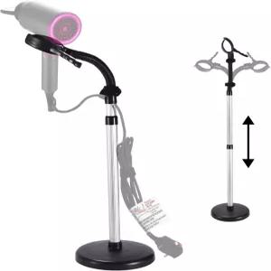 바모디 헤어 드라이어 홀더 블랙 핸즈프리 메탈 스탠드 360 회전 조절 가능한 높이 조리대 또는 벽걸이