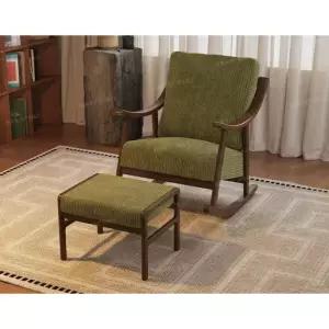 원목흔들의자 인테리어 거실 우드 라운지 안락 독서 스윙체어 와이드 스트라이프 코듀로이 월넛