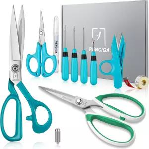 렌시가 패브릭 가위 재단사 재봉 실을 꿰는 바늘 도구 키트 10인치 헤드 듀티 세트 전문가용 매우 날카로운