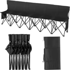 VEVOR 휴대용 접이식 벤치 6인승 사이드라인 가방 및 등받이가 있는 야외 캠핑 의자 팀 스포츠 조립 즉시