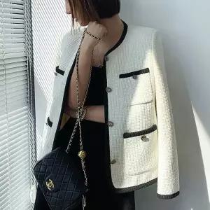 [블랙퀸][블랙퀸] 아지오 배색라인 트위드 자켓 blk004383