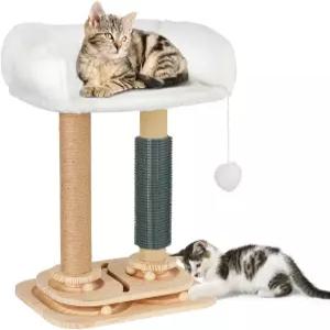 실내 소형 고양이를 위한 침대가 있는 코지펫 스크래치 포스트 셀프 그루머가 4 in 1 캣 트리 트랙볼