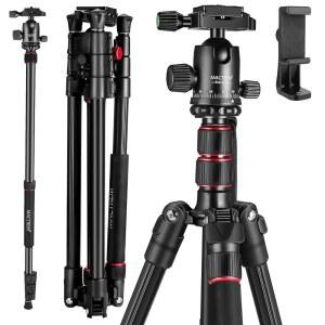 [미국배송] MACTREM 84인치 카메라 삼각대 여행용 DSLR 360 볼 헤드 프로페셔널 알루미늄 삼각대 및 모노포드 캐논 니콘 쌍안경 레이저 망원경과 호환되는 휴대용 가방 33파운드 하중