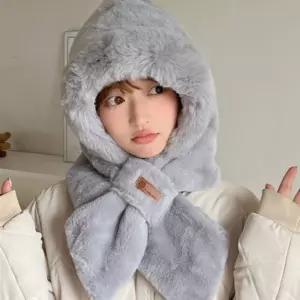 여자 소프트퍼 털후드 투웨이 넥워머 머플러