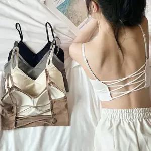 [라일리여성언더웨어] Rly 트리플엑스 골지 브라탑 끈나시 크롭 나시티