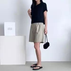 [라일리여성의류] Rly 여름반바지 5부반바지 휴가 3부팬츠 면 숏팬츠