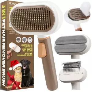 고양이와 강아지를 위한 3 in 1 애완동물 브러시 세트 실내 길고 짧은 털 반려동물을 셀프 클리닝 탈포