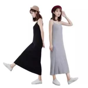 [라일리여성의류] Rly 여성 바캉스 슬림 무지 민소매 끈나시 홈웨어 롱