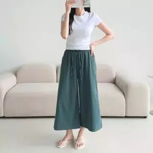 [라일리여성의류] Rly 루즈핏 면바지 캐쥬얼 배기팬츠 밴딩 배기 일자