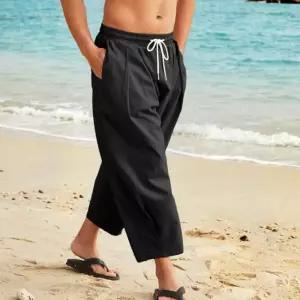 [라일리여성의류] Rly 와이드 배기 린넨 마바지 밴딩 배기팬츠