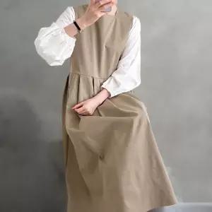 여자 플리츠 스퀘어넥 민소매 박시 가을하객 롱원피스