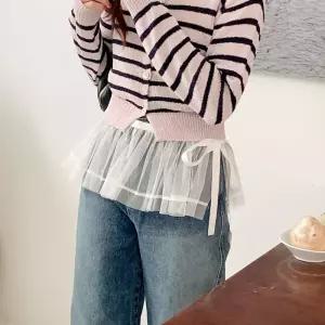 여자 레이스 망사 스트랩 레이어드 미니 스커트