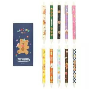 [문구/오피스] 볼펜세트 댄싱베어 팬 0.38mm펜세트 10개입펜모음 댄싱베어문구
