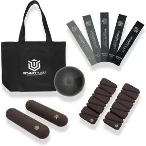 바이탈리티 볼트 필라테스 프로 파워 팩 운동 필수품 2.2파운드 손 무게 발목 무게/손목 저항 밴드 볼